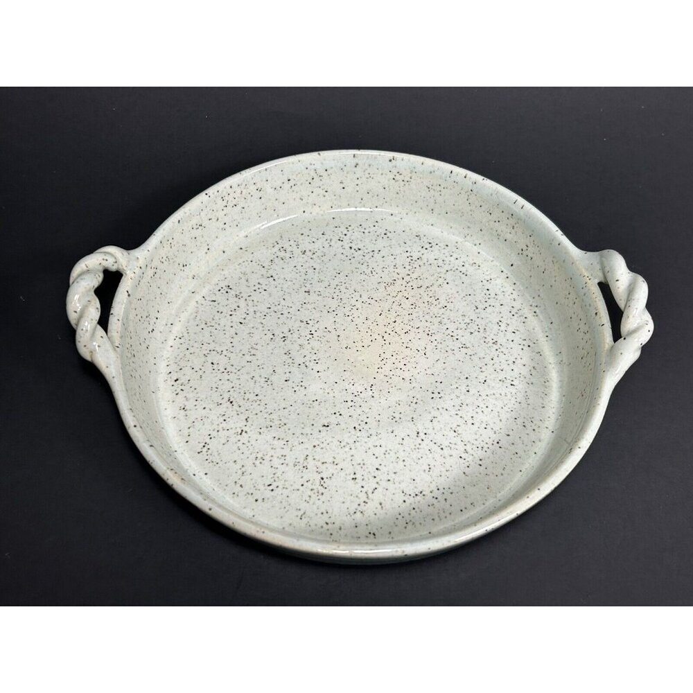 Signed Studio Art Pottery Cream And Sugar On Serving Tray Green Speckled Glaze - Picture 9 of 11